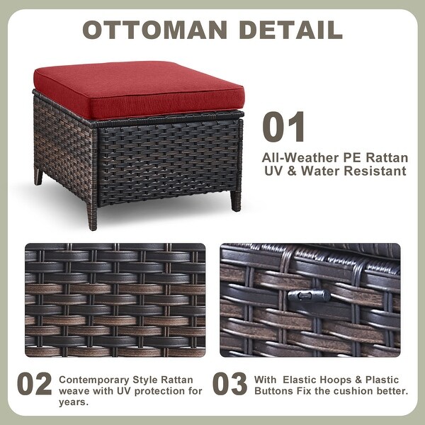 Wicker Rattan Ottoman Outdoor Patio Ottoman