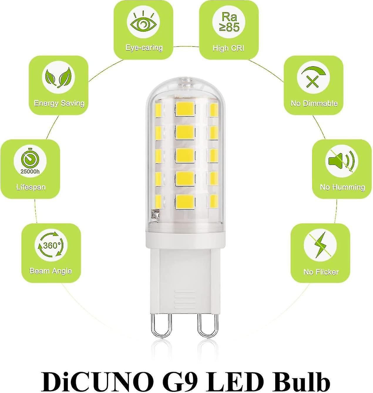 6pack 3w G9 Led Bulb，430lm=40w Halogen，cool White 6000k，220-240v，cri>85，non-dimmable，standard G9 Base[energy Class D]