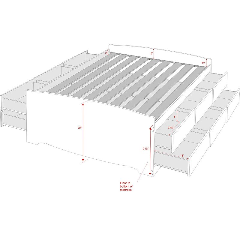 Prepac Queen 12-Drawer Platform Storage Bed