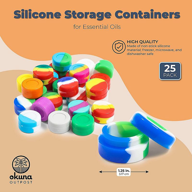 Non Stick Silicone Storage Jars (1.25 Inches， 25 Pack)