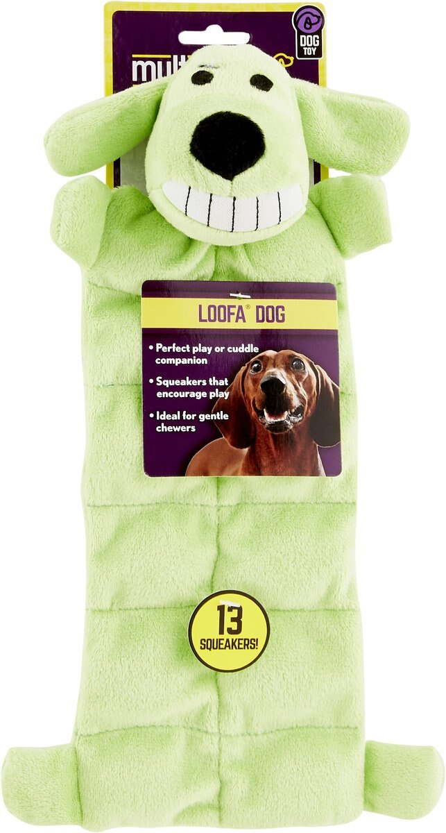 Multipet Loofa Squeaker Mat Soft Plush Dog Toy， Color Varies