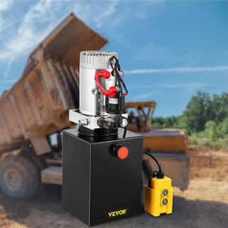 VEVOR 8 qt. 12-Volt Hydraulic Power Unit Pump Hydraulic Dump Trailer Pump DC Single Acting for Stackers Lifting Platforms 8LCZYYBTXDZY00001V0