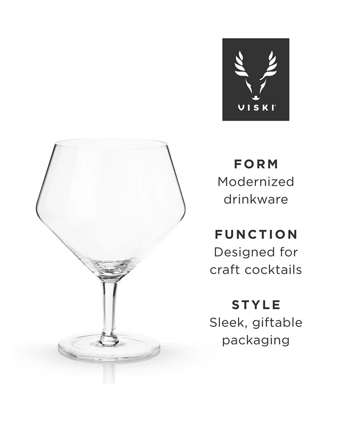 Viski Raye Angled Gin and Tonic Crystal Glasses Set of 2 14 Oz