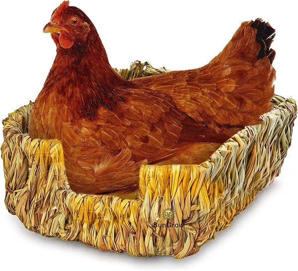 SunGrow Chicken Coop Nesting Boxes for Laying Eggs， Woven Baskets for Storage