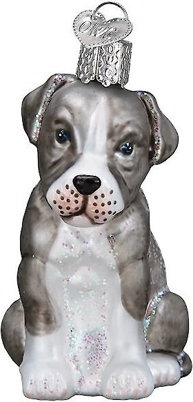 Old World Christmas Pitbull Pup Glass Tree Ornament