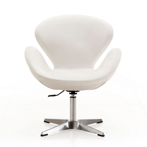 Raspberry Faux Leather Adjustable Swivel Chair in White and Polished Chrome (Set of 2)