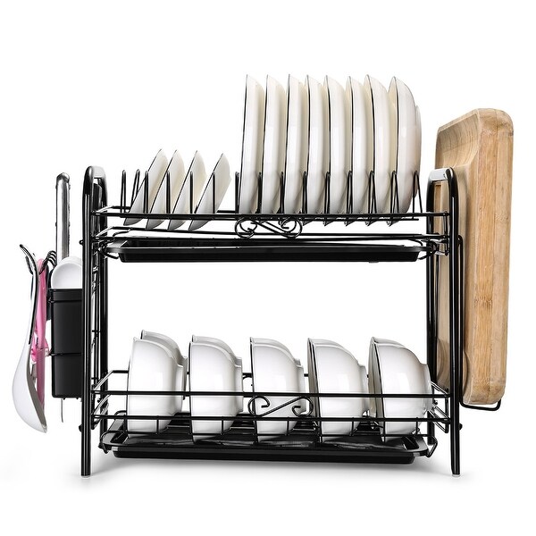 2 Tiers Dish Drying Rack Non Rust - L