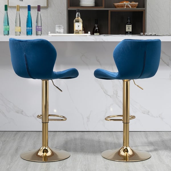 Velvet Adjustable Swivel Bar Stools Set of 2 Modern Counter Height Barstools