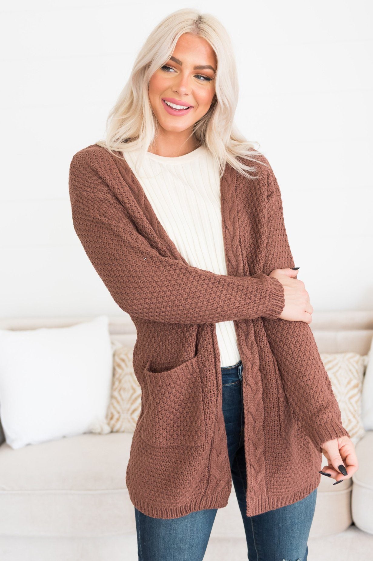 Warm & Cozy Modest Pocket Cardigan