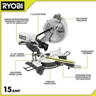 RYOBI 15 Amp 12 in. Corded Sliding Compound Miter Saw with LED Cutline Indicator TSS121