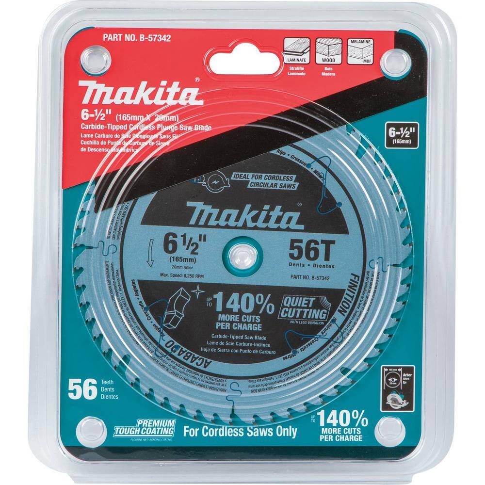 Makita 18V X2 LXT (36V) Brushless 6-12 in. Plunge Circular Saw with Bonus 6-12 in. 56T Carbide-Tipped Saw Blade XPS01Z-B-57342