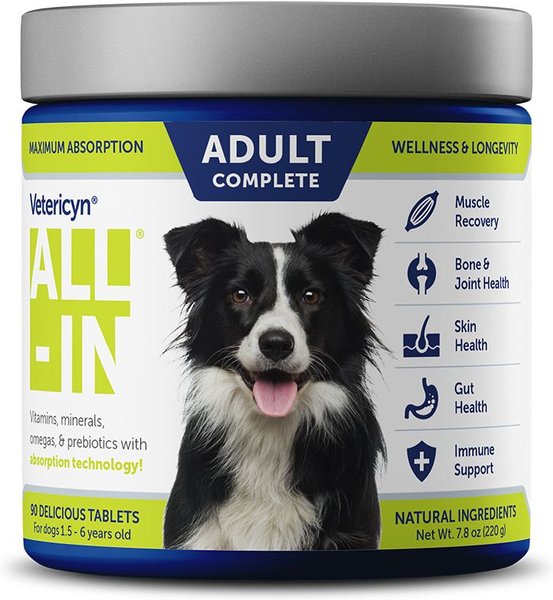 Vetericyn ALL-IN Life-Stage Adult Dog Supplement， 90 count