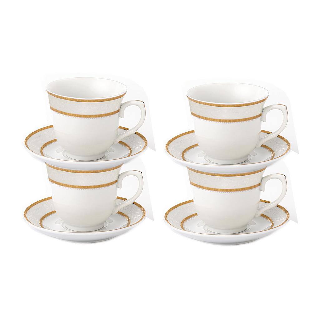 Lorren Home Trends Lorren Home 8 oz. Gold TeaCoffee Set Porcelain (Set of 4) Amelia-4