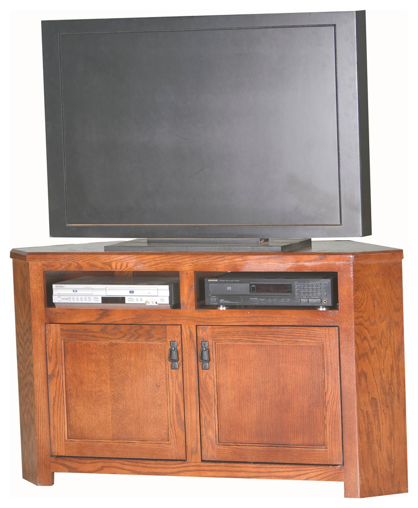 56 quotMission Corner Entertainment Console   Transitional   Entertainment Centers And Tv Stands   by Eagle Furniture  Houzz