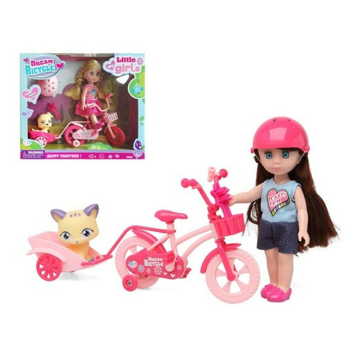 Doll with pet dream bicycle pink