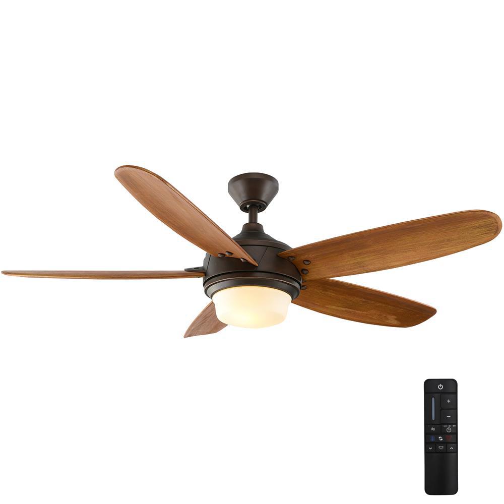 Home Decorators CollectionBreezmore 56 in. LED Indoor Mediterranean Bronze Ceiling Fan with Light Kit and Remote Control