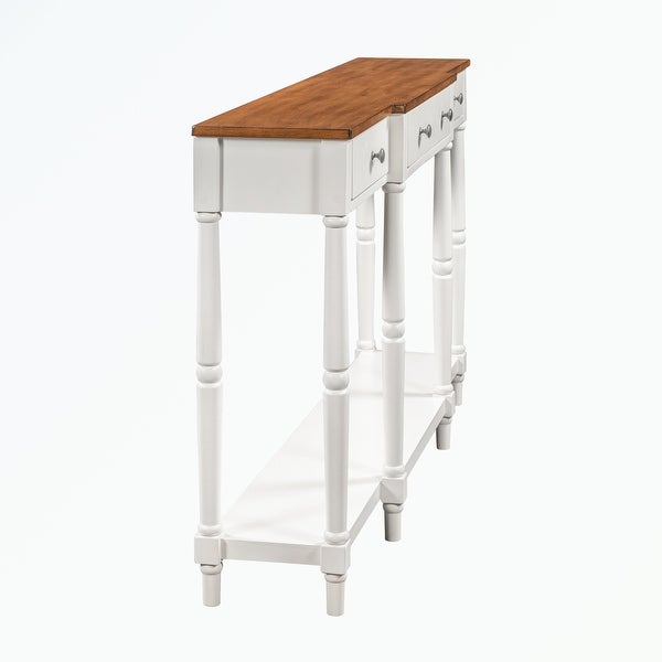 Solid Wood Console Table， with Storage Shelf and Drawer