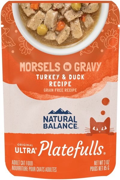 Natural Balance Platefulls Indoor Formula Turkey and Duck Formula in Gravy Grain-Free Cat Food Pouches