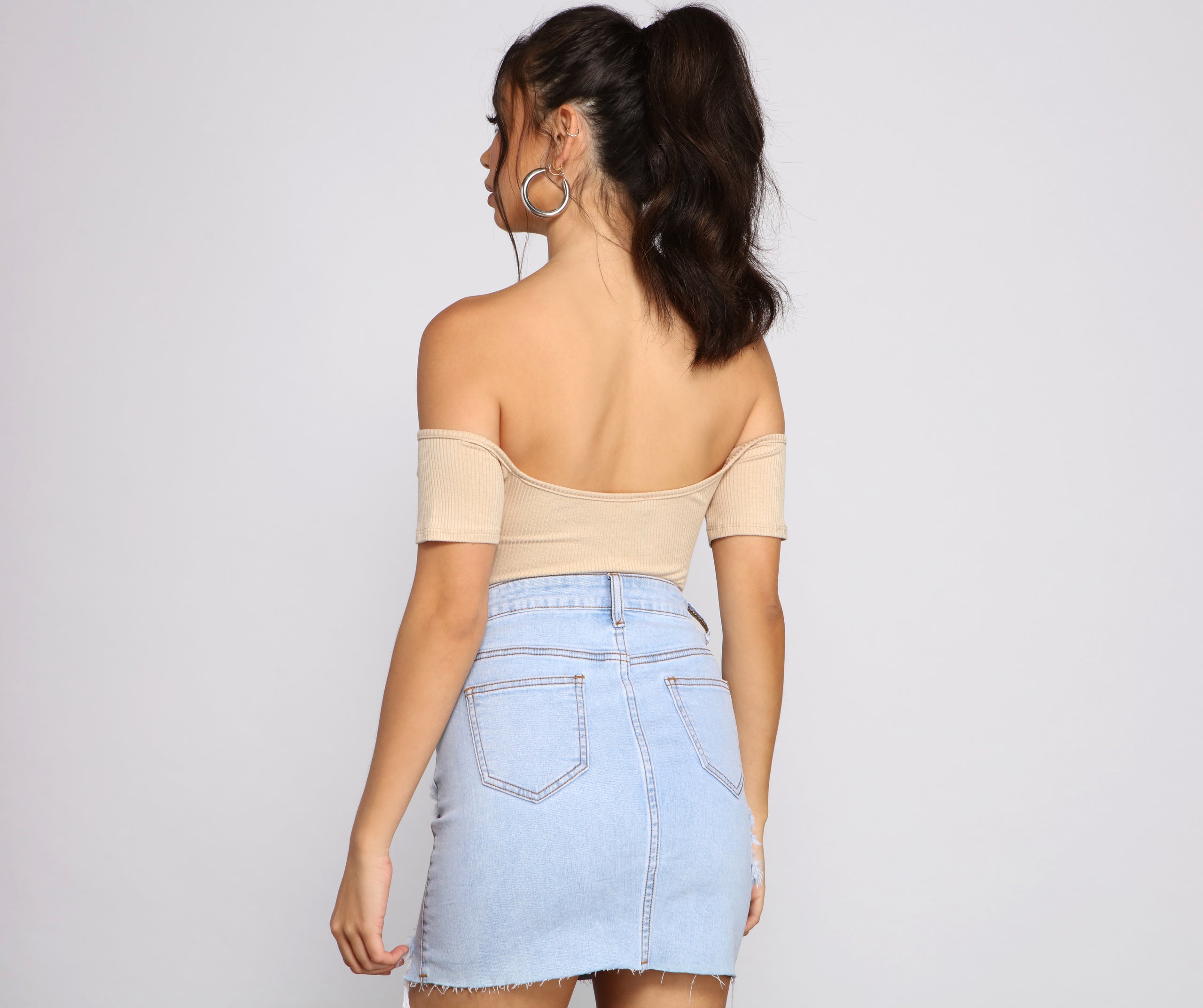 Off The Shoulder Ribbed Bodysuit