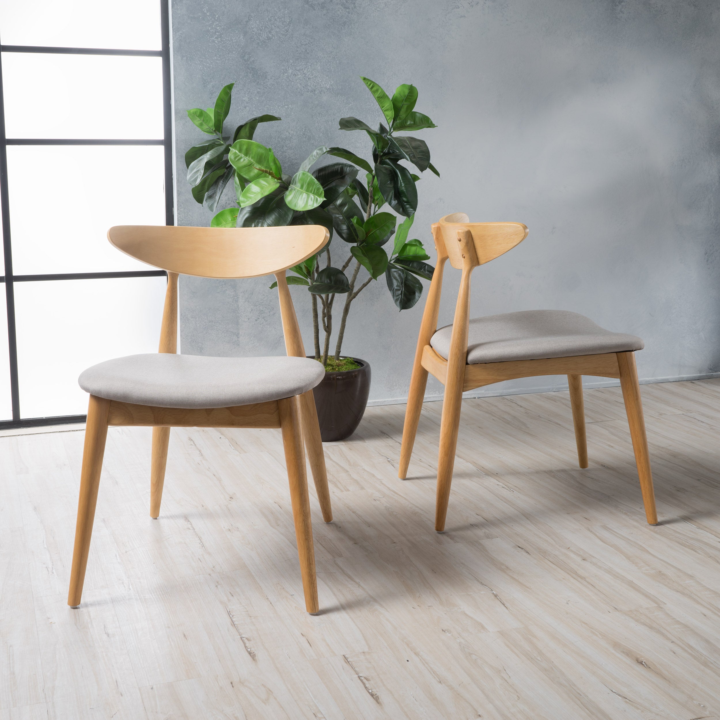 Issaic Mid-Century Modern Design Wood Dining Chairs (Set of 2)