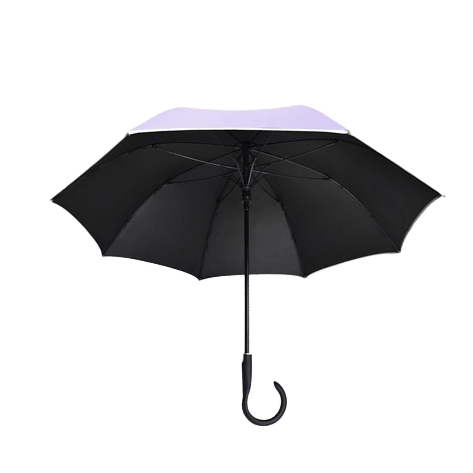 8 Ribs Rain Umbrella Stick Umbrella For Outdoor Activities Trips Backpacking Purple