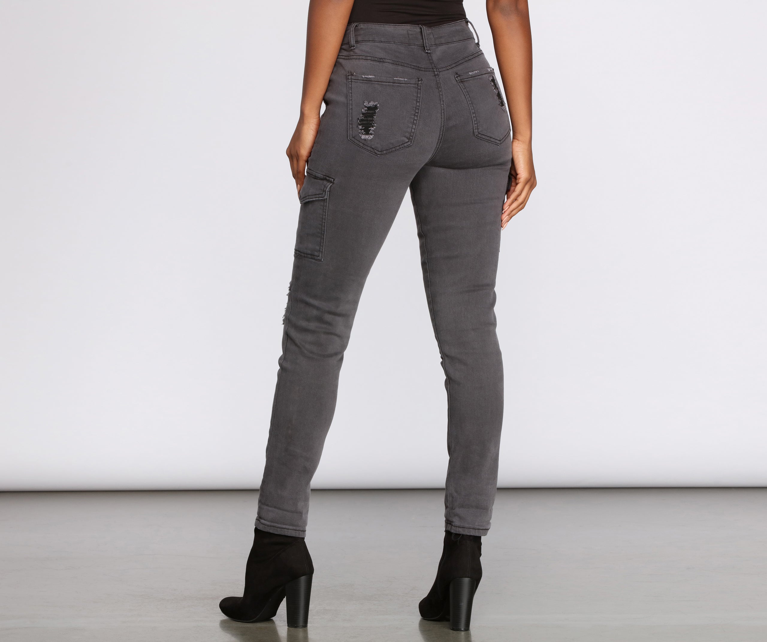 High Rise Skinny Cargo Pants