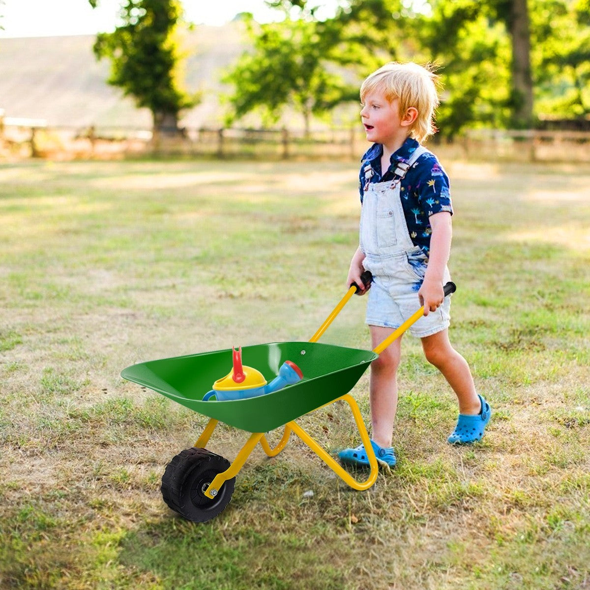 Kids Metal Wheelbarrow, Yard Rover Steel Tray