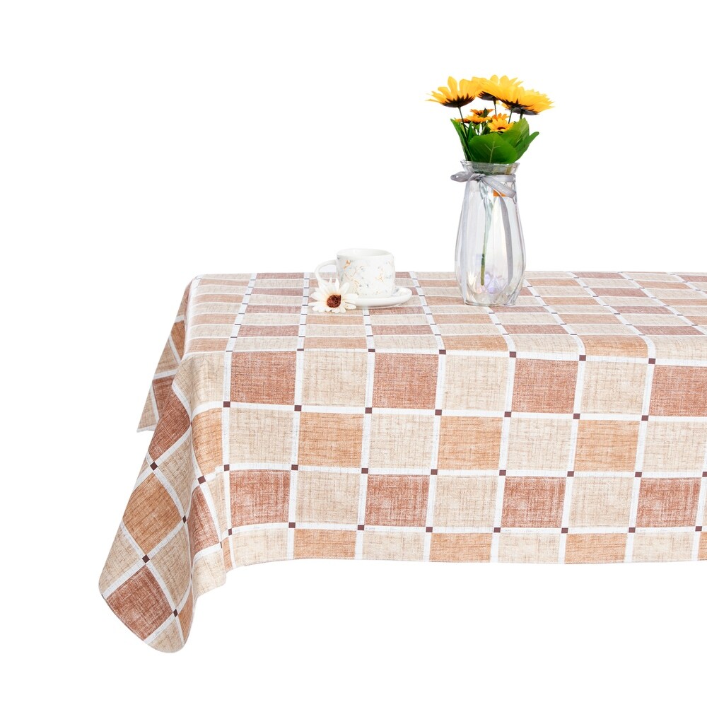 Global Pronex Fashion Rectangle PVC Cotton Tablecloth   90 x 52 Inch   90\