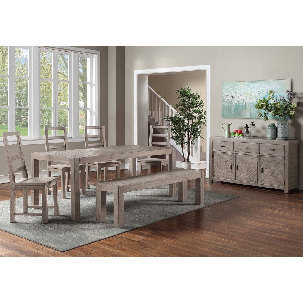 The Gray Barn Aubree Reclaimed Wood Weathered Gray Dining Bench