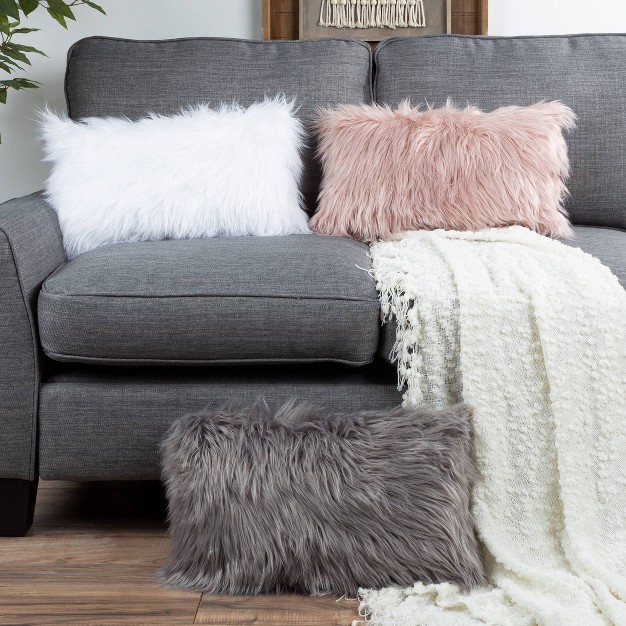 Oversize Faux Fur Lumbar Throw Pillow Hastings Home