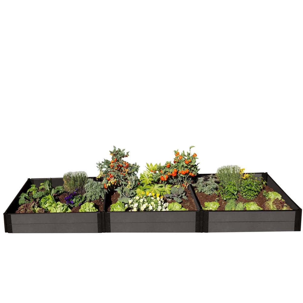 Frame It All Tool-Free 4 ft. x 12 ft. x 11 in. Weathered Wood Composite Raised Garden Bed - 1 in. profile 300001434