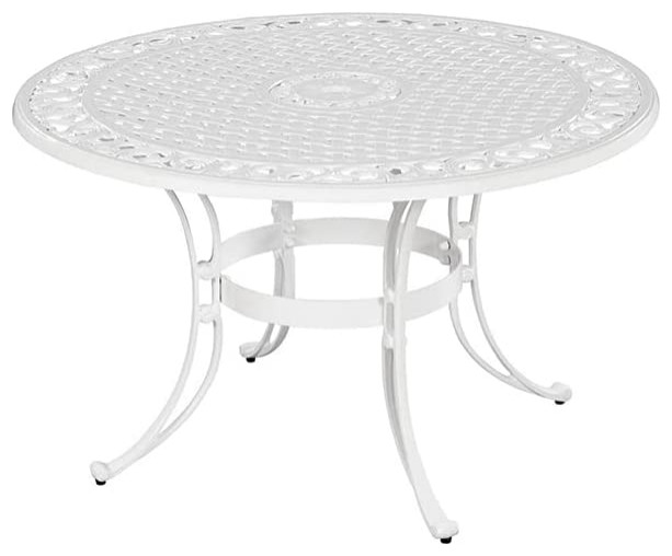 Outdoor Dining Table  Curved Legs With Mesh Patterned Round Top  Off White   Contemporary   Outdoor Dining Tables   by Decor Love  Houzz