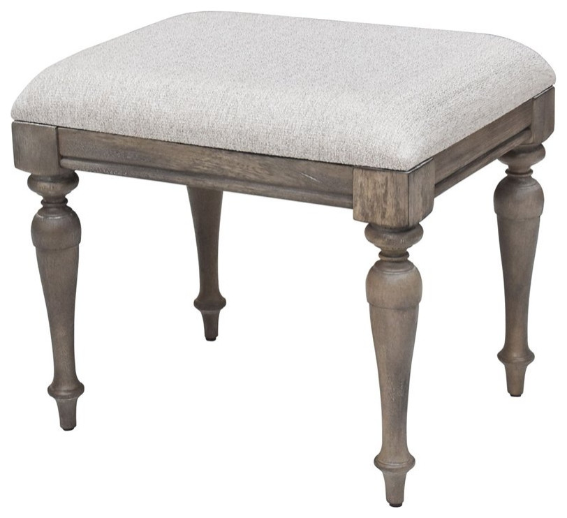 Highland Park Driftwood Gray Wood Vanity Bench   Traditional   Vanity Stools And Benches   by Homesquare  Houzz