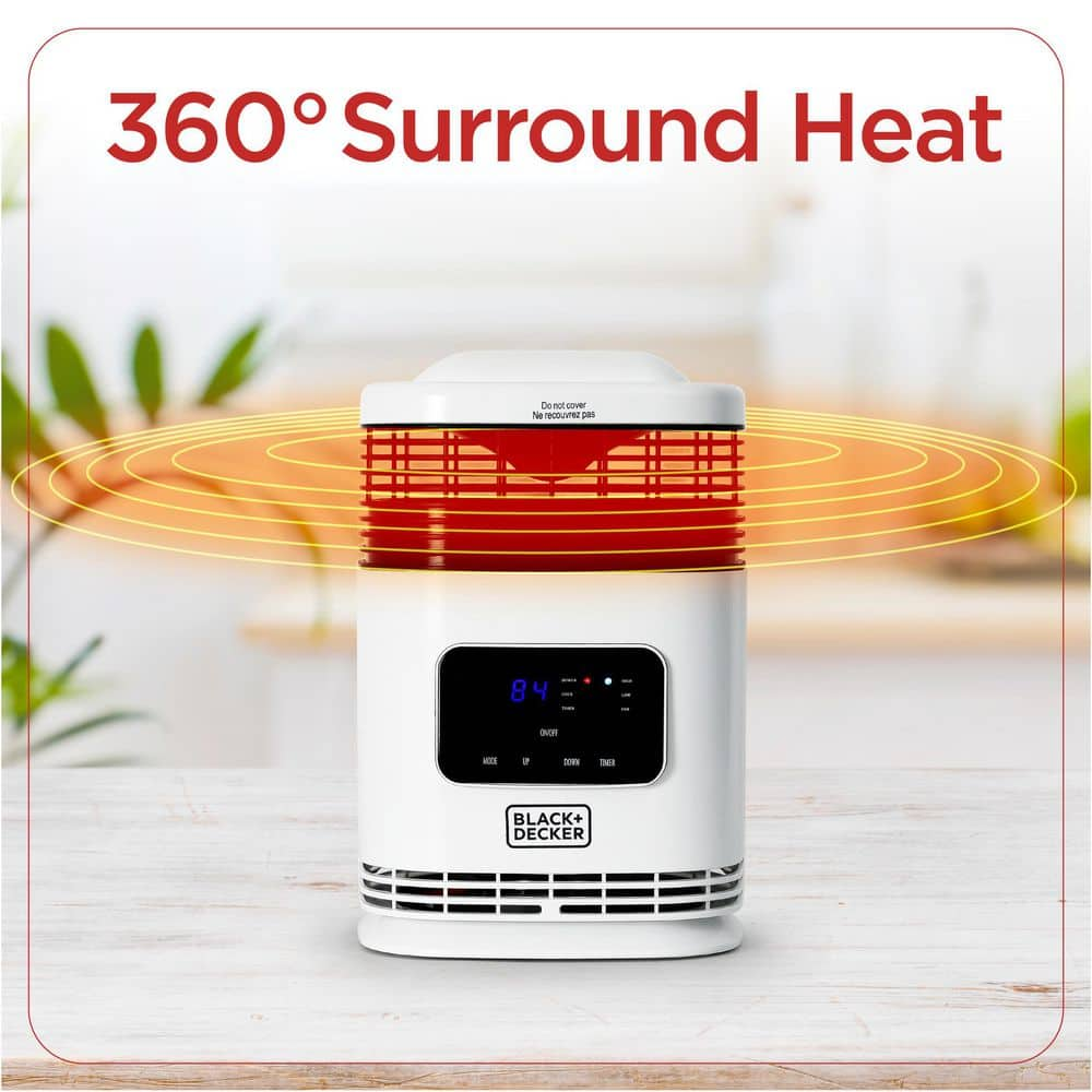 BLACK+DECKER 1500-Watt 360▲ Surround Compact Portable Electric Heater with Digital Display BH1607