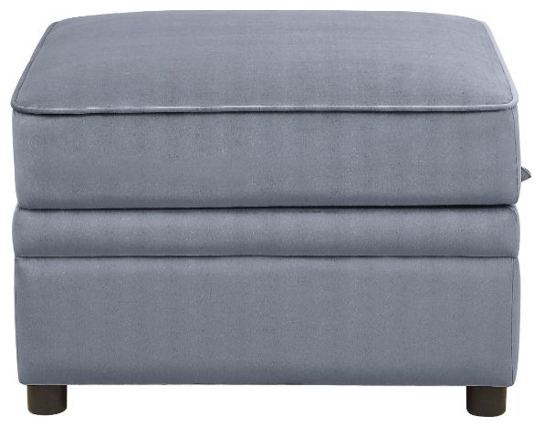 Acme Bois II Storage Ottoman Gray Velvet   Transitional   Footstools And Ottomans   by AMOC  Houzz