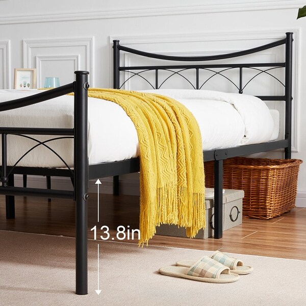 3-pieces Bed Frame and Modern Nightstand Set of 2 with 1-Drawer - - 36539696