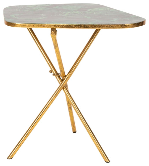 Mariah Faux Agate Side Table Malachite Green/Gold   Contemporary   Side Tables And End Tables   by Peachtree Fine Furniture  Houzz