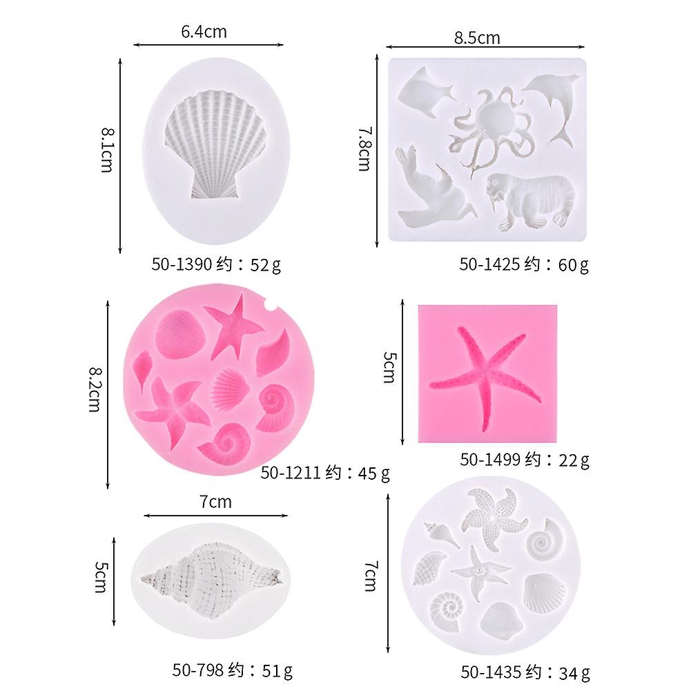 Marine Animal Shell Seastar Conch Shape Chocolate Mold - 6pcs/set