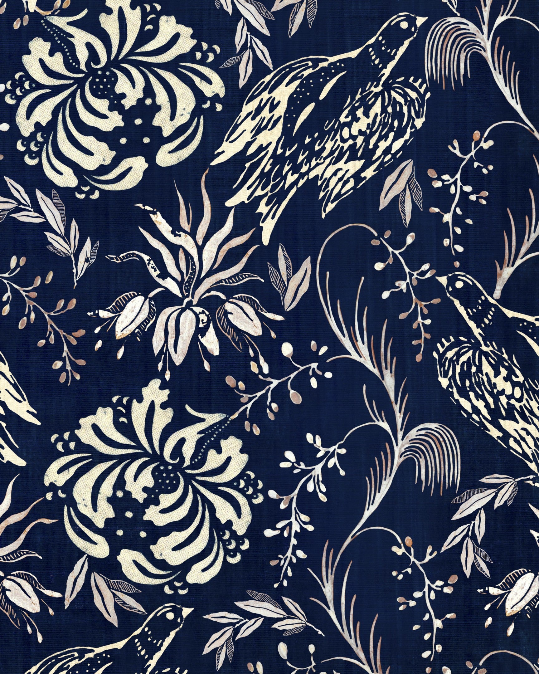 Folk Embroidery Wallpaper in Indigo from the Complementary Collection by Mind the Gap