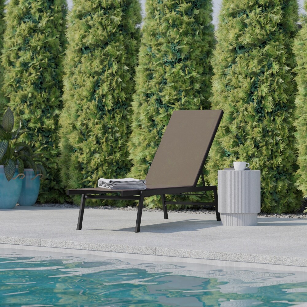 Weather Textilene Adjustable Chaise Lounge Chair with Arms