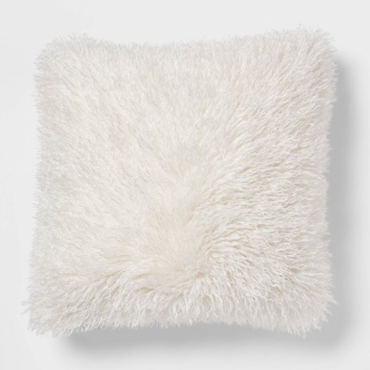 Euro Faux Mongolian Fur Decorative Throw Pillow Cream - Threshold™