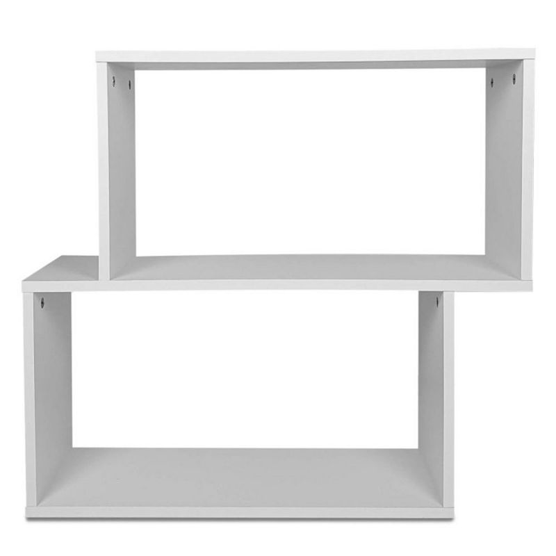 Hivago 2-tier Irregular Wood Bookshelf for Home and Office-White