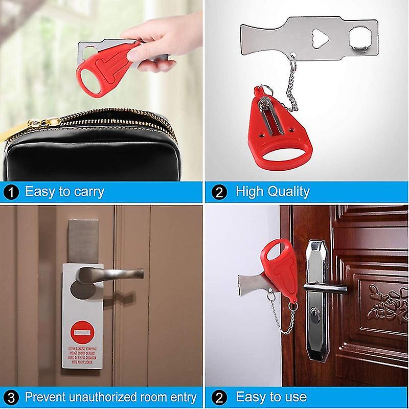 Portable Door Lock Travel Lock， Add Extra Lock For Security And Privacy， Strong And Sturdy Lock For Travel， Hotel， Apartment