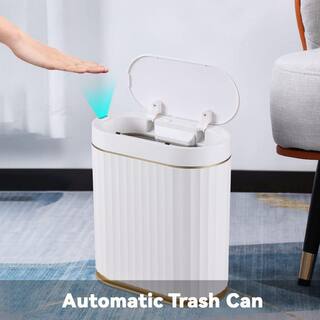 Dracelo 2 Gal. Golden Bathroom Waterproof Slim Plastic Intelligent Trash Can with Lid B09N35Y2KK