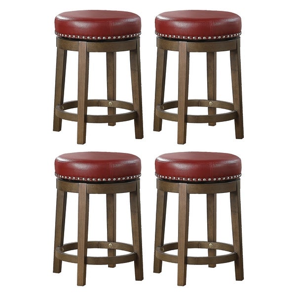 Lexicon Whitby 25 Inch Counter Height Round Swivel Seat Stool， Red (4 Pack) - 18.15