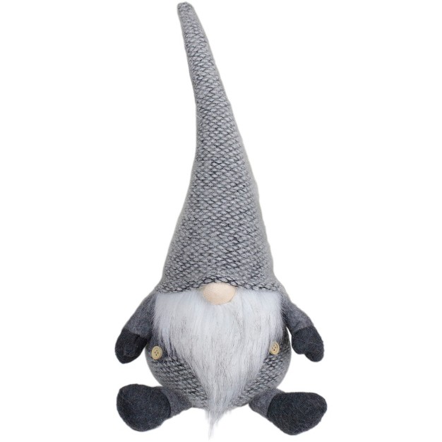 Gray And White Sitting Tabletop Gnome Christmas Decoration