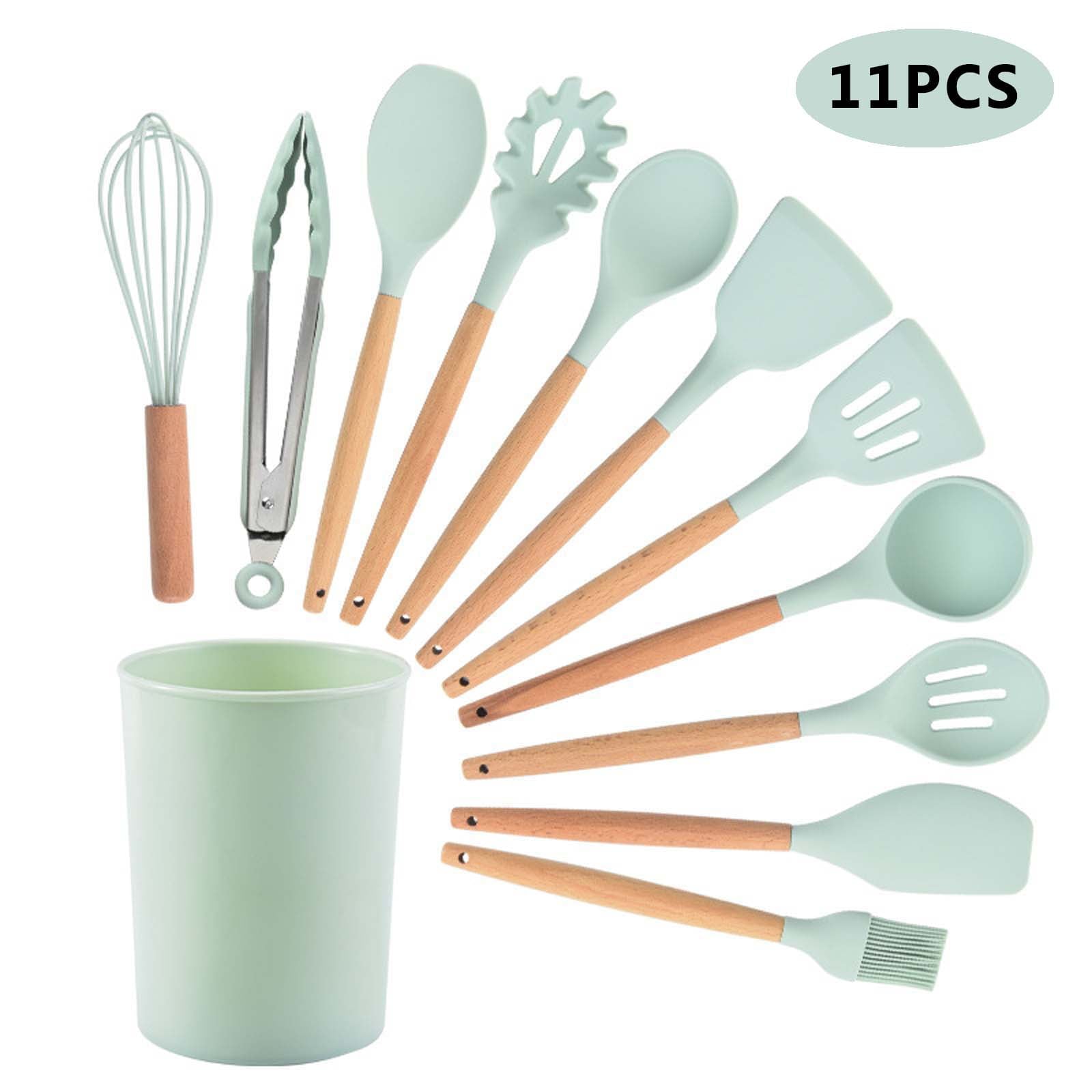 Sulythw Silicone Cooking Utensil Sets Kitchen Heat Resistant Cookware with Holder, 11PCS