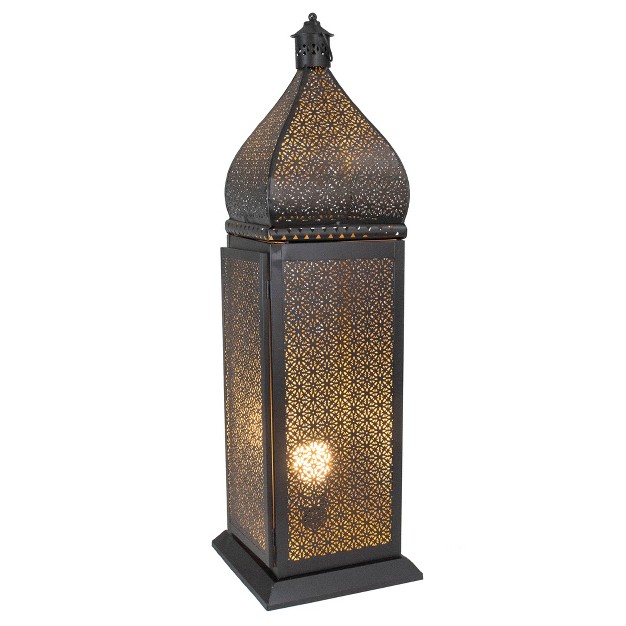 Black And Gold Moroccan Style Lantern Floor Lamp