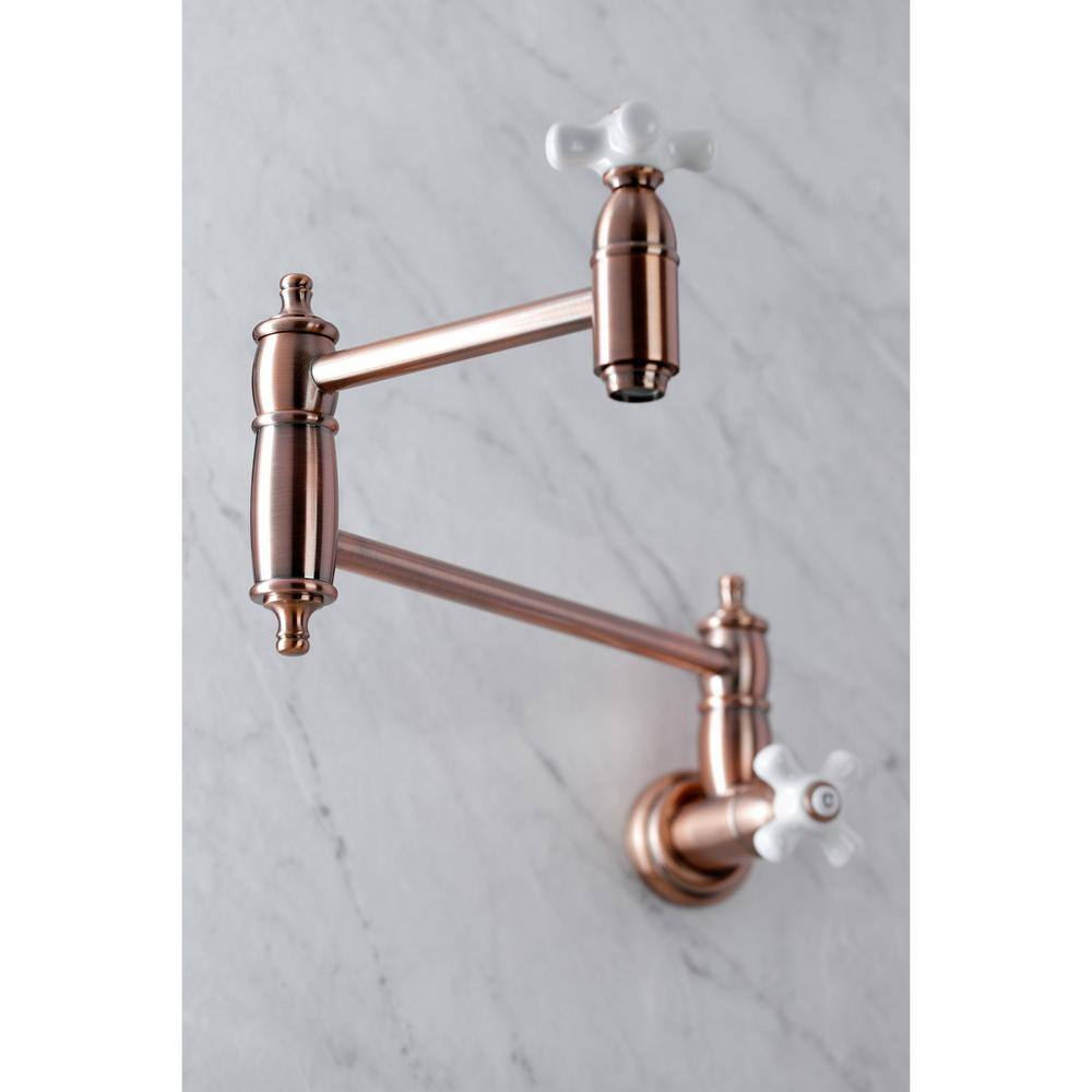 Kingston Brass Restoration Wall Mounted Pot Filler in Antique Copper HKS310PXAC