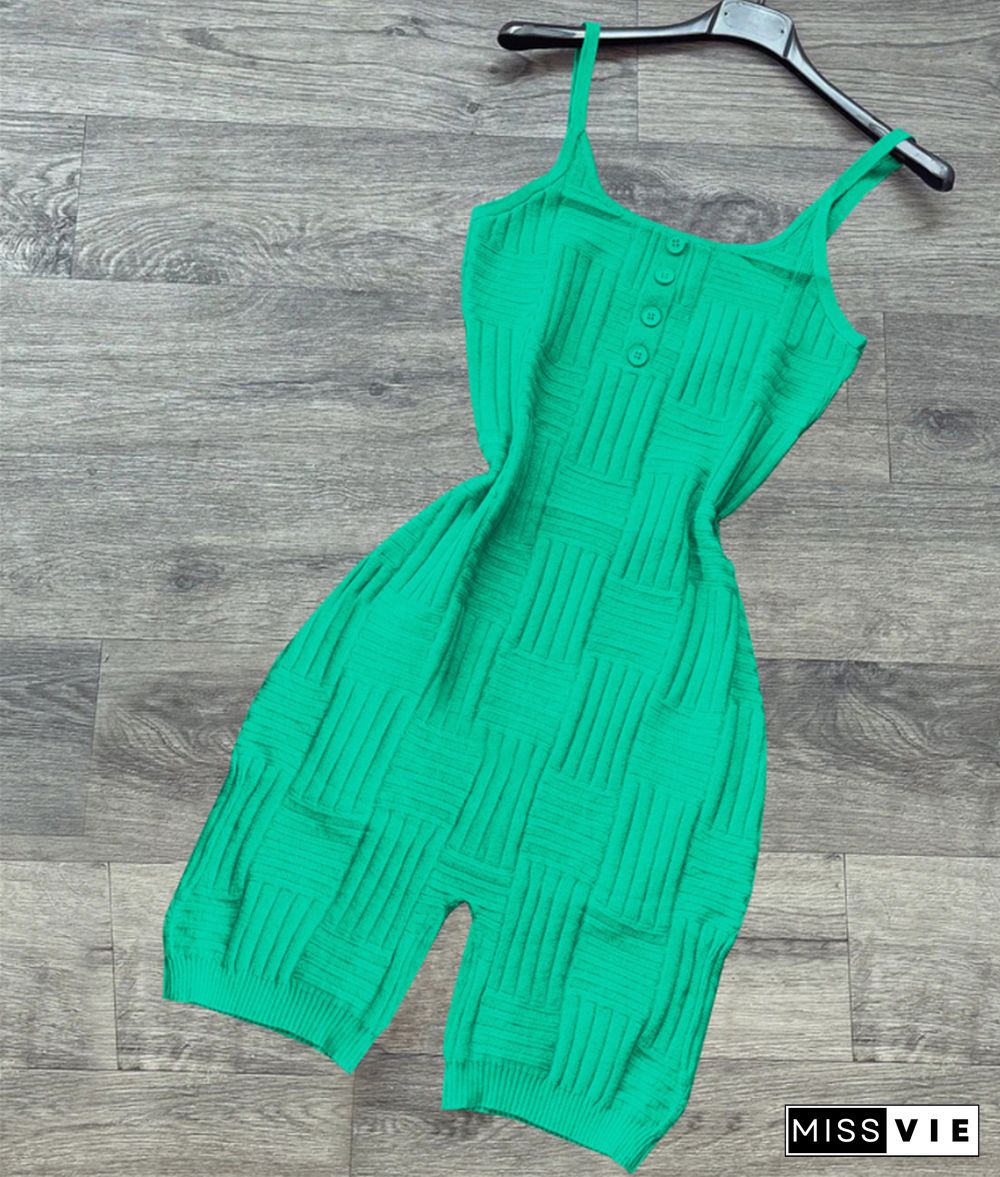 Knitted Wool Spaghetti Strap One Piece Rompers